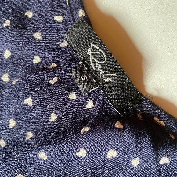 Rails Beaux Navy Blue Mini Hearts, Size Small, Peplum Shirt, Drawstring Waist - Picture 3 of 7